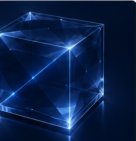 Glowing blue crystalline cube